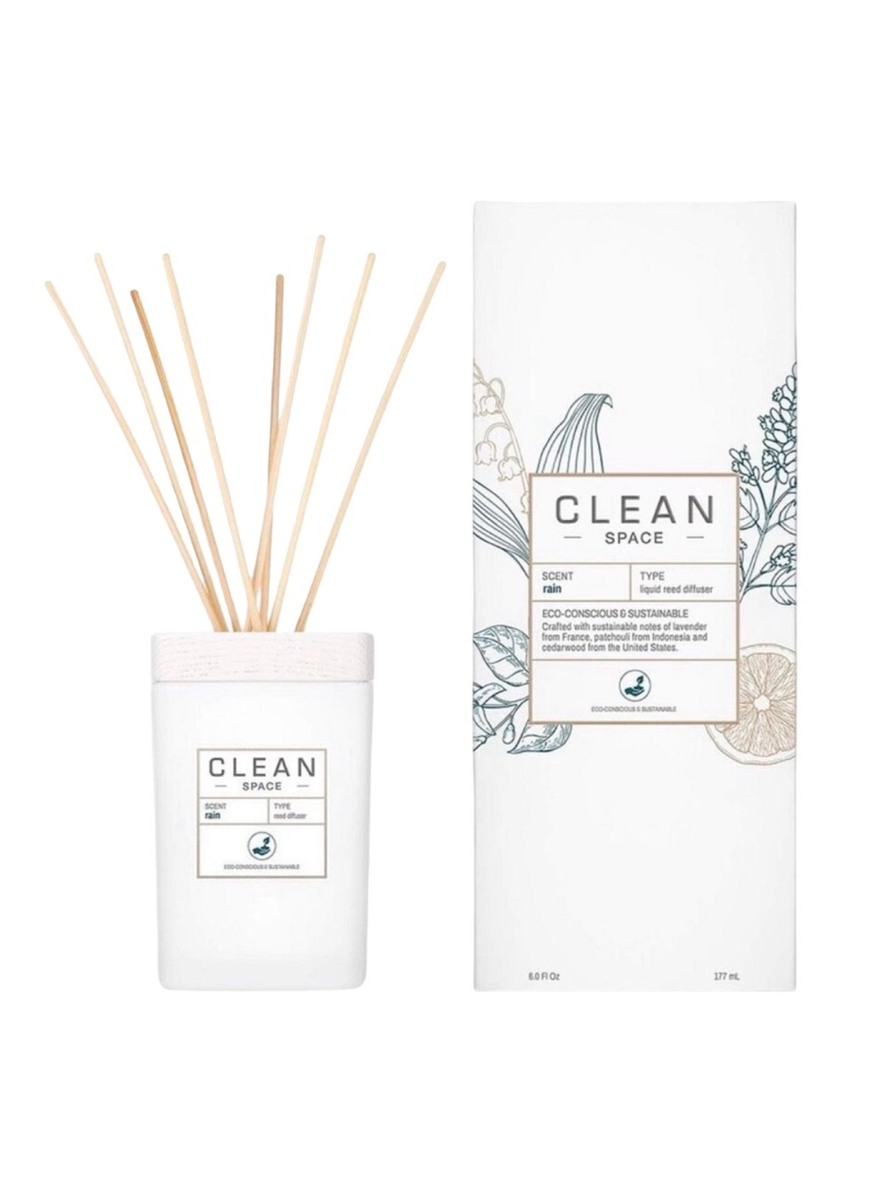 CLEAN Space Liquid Reed Diffuser - Rain - 6.0 fl oz / 177 ml